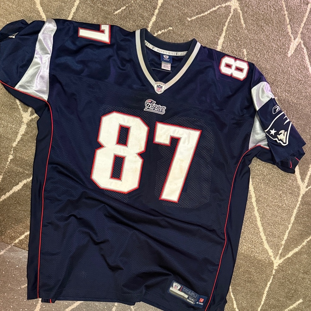 Reebok Navy and White Jersey with Red Accents